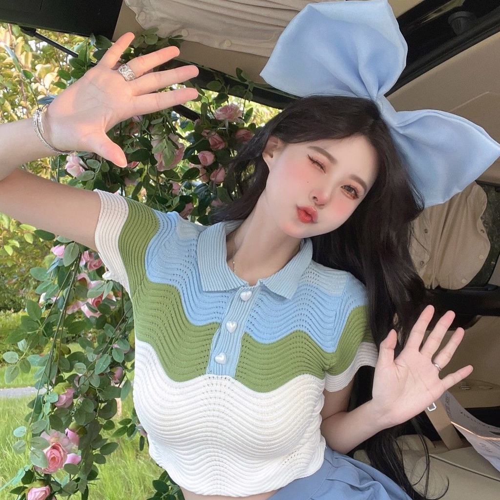 Áo Len Ngắn Tay Phong Cách Hàn Quốc Thời Trang Mùa Hè Hàng Mới Dành Cho Nữ