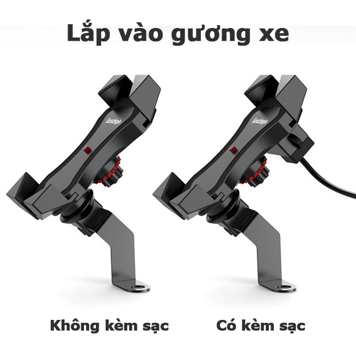 Kẹp, giá đỡ điện thoại gắn xe máy,xe đạp hỗ trợ sạc gắn bình ác quy