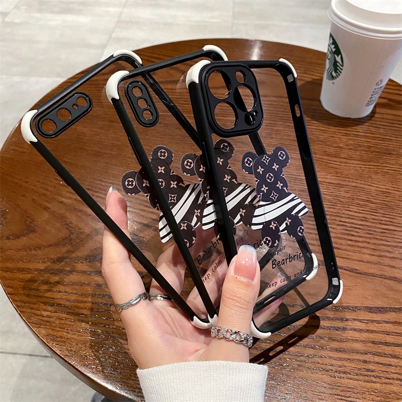 Ốp Điện Thoại Cứng Trong Suốt Có Túi Khí Chống Sốc Hình Gấu Hoạt Hình Cho iPhone 11 12 13 Pro Max X XR Xs Max 7 8+ se 2020 se 2022