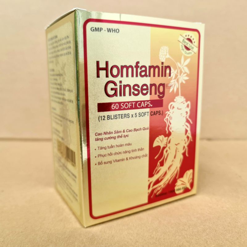 Vitamin tổng hợp HOMFAMIN GINSENG bổ sung cao nhân sâm, tăng cường sức đề kháng, bồi bổ cơ thể - Hộp 60 viên
