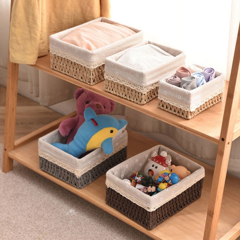 Giỏ đựng đồ đan thủ công kích thước S/M/L trang trí bàn phong cách Bắc Âu