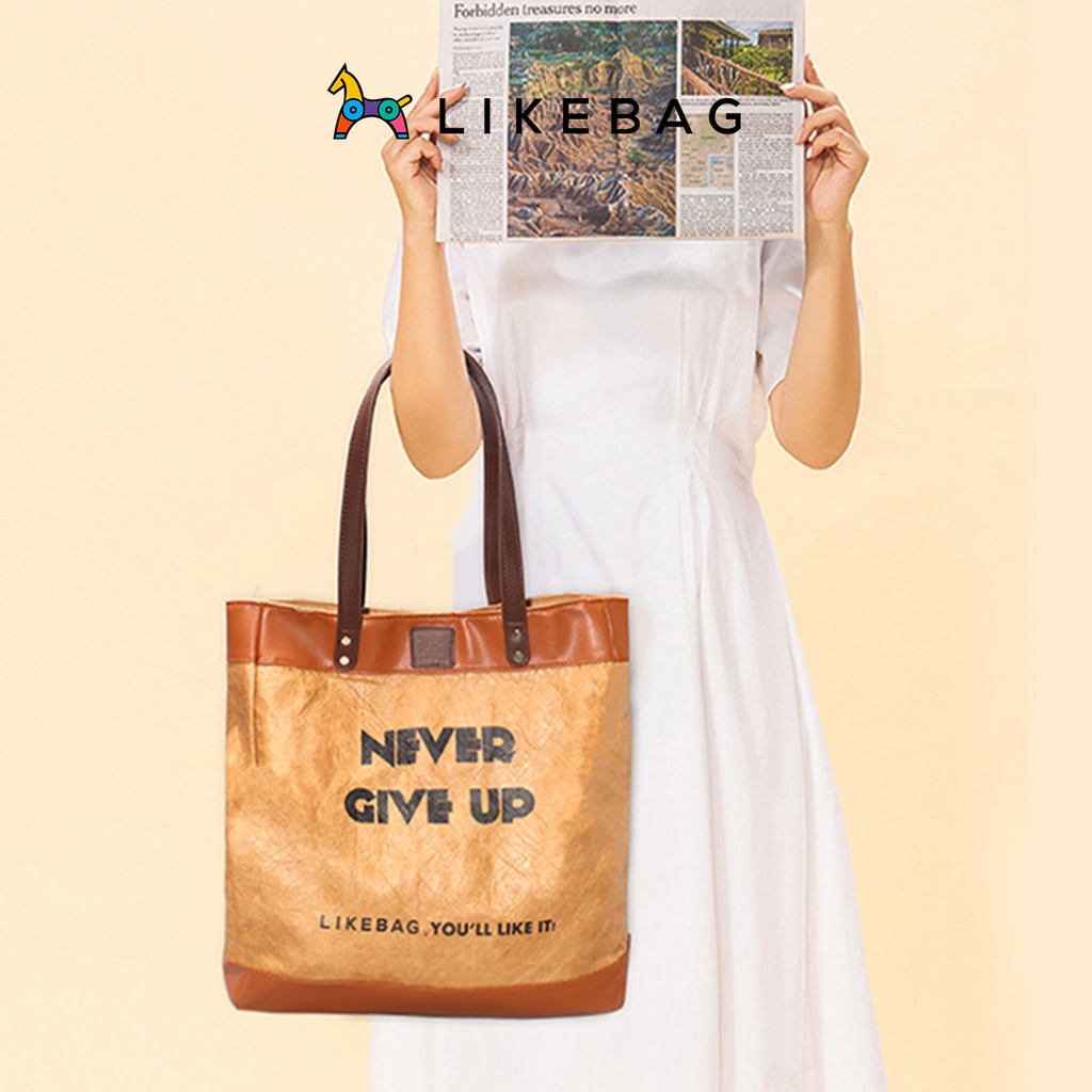Túi đeo vai, kẹp nách thời trang LIKEBAG in chữ Never Give Up độc lạ 218NPZ0946 - LIBAGI