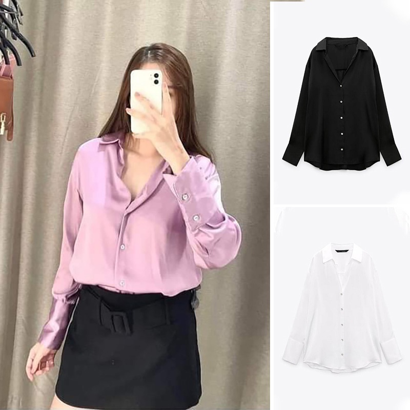 Zara Áo Sơ Mi Vải satin Nhiều Màu Thời Trang Mùa Hè 8741256 3666182 7969046