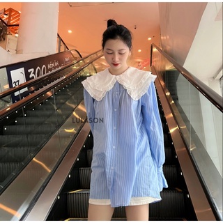 SƠ MI OVERSIZE TAY BỒNG CỔ BÈO