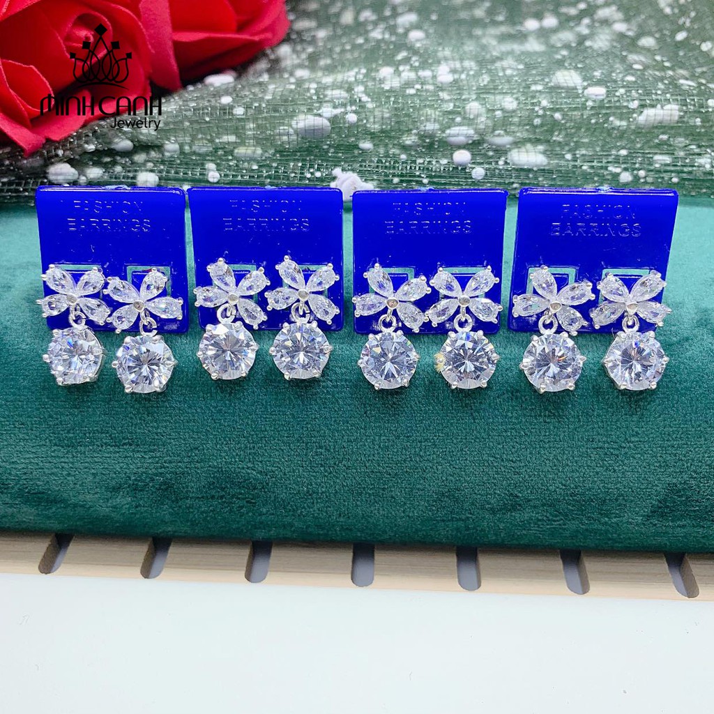 Khuyên Tai Bạc Ta Nơ Đá Lấp Lánh - Minh Canh Jewelry