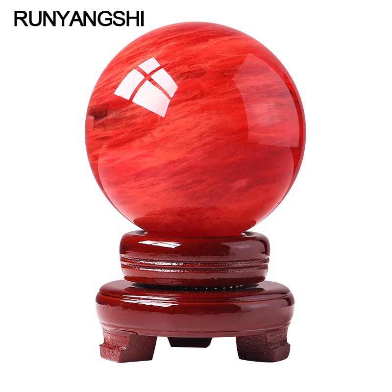 Quả Cầu Pha Lê Tự Nhiên Màu Đỏ May Mắn Dùng Trang Trí Phòng Khách / Phòng Ngủ / Phòng Khách
