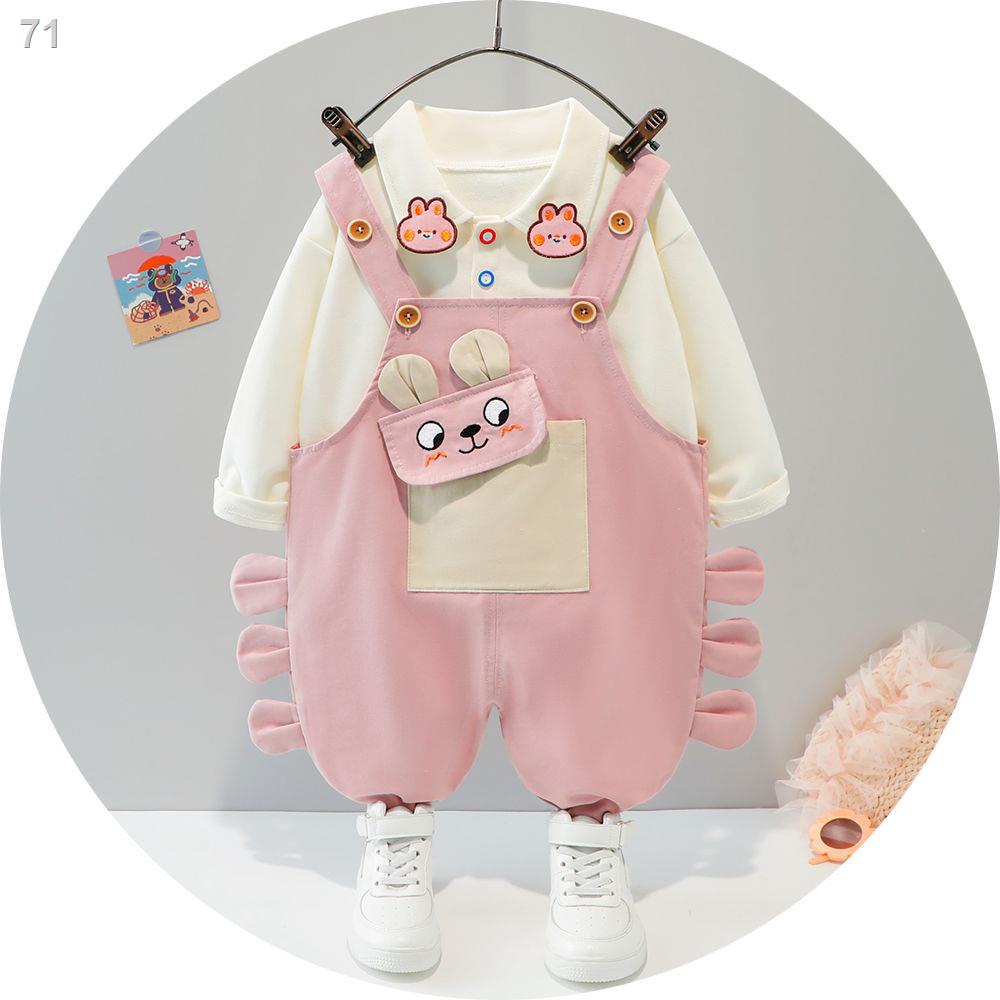 Quần áo bé gái 0-1-2-3 tuổi rưỡi yếm 6-7-9 tháng cotton mùa xuân cho 2022