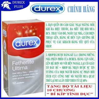 Bao cao su durex fetherlite ultima siêu mỏng 01 hộp bcs durex / 12 bao