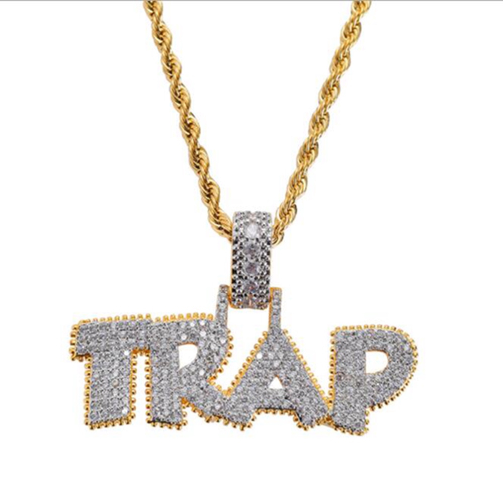 Dây Chuyền Hợp Kim Mặt Chữ Cái Đính Đá zircon Phong Cách hip hop