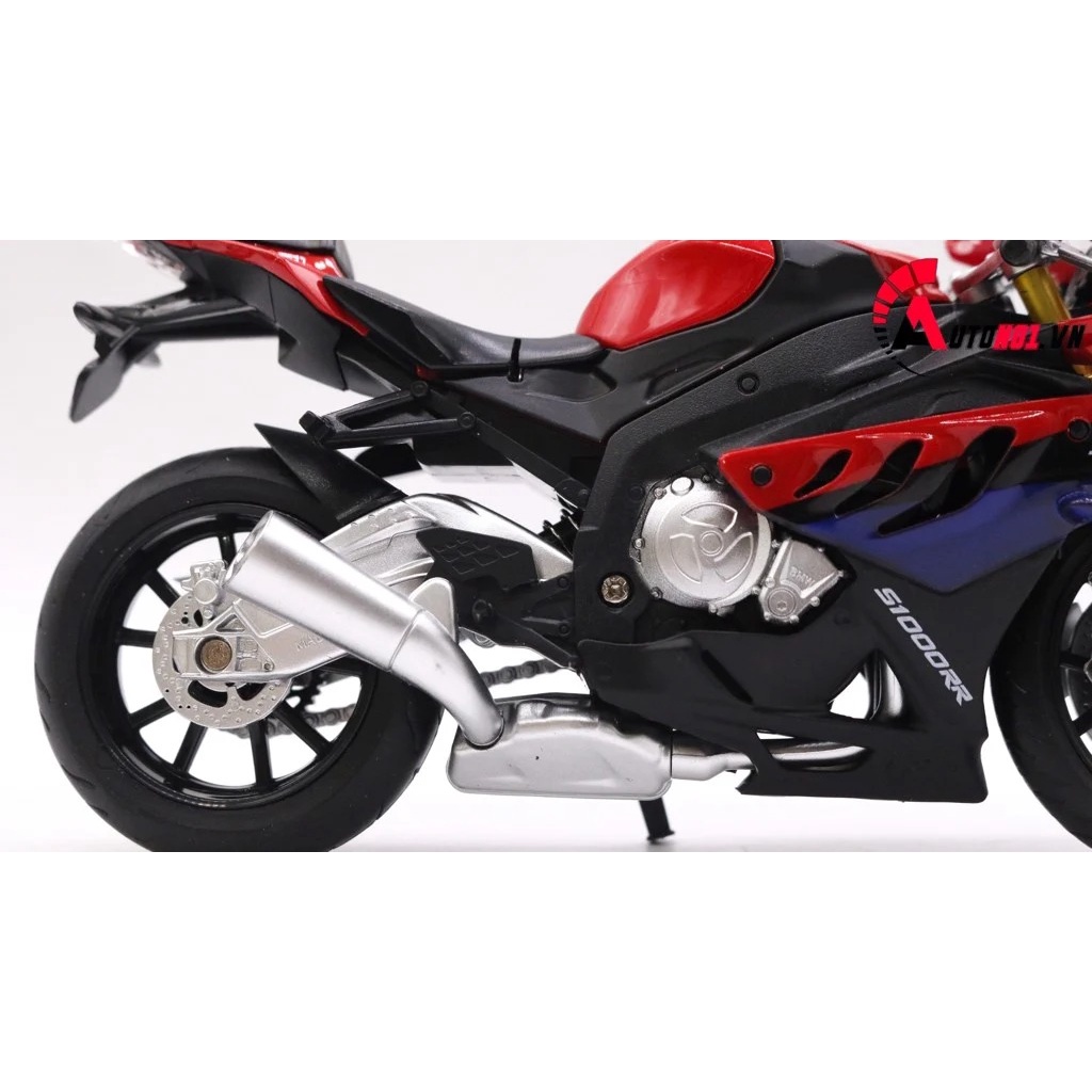 MÔ HÌNH BMW S1000RR ĐỎ ĐEN CÓ MŨ BẢO HIỂM 1:12 CAIPO 4851