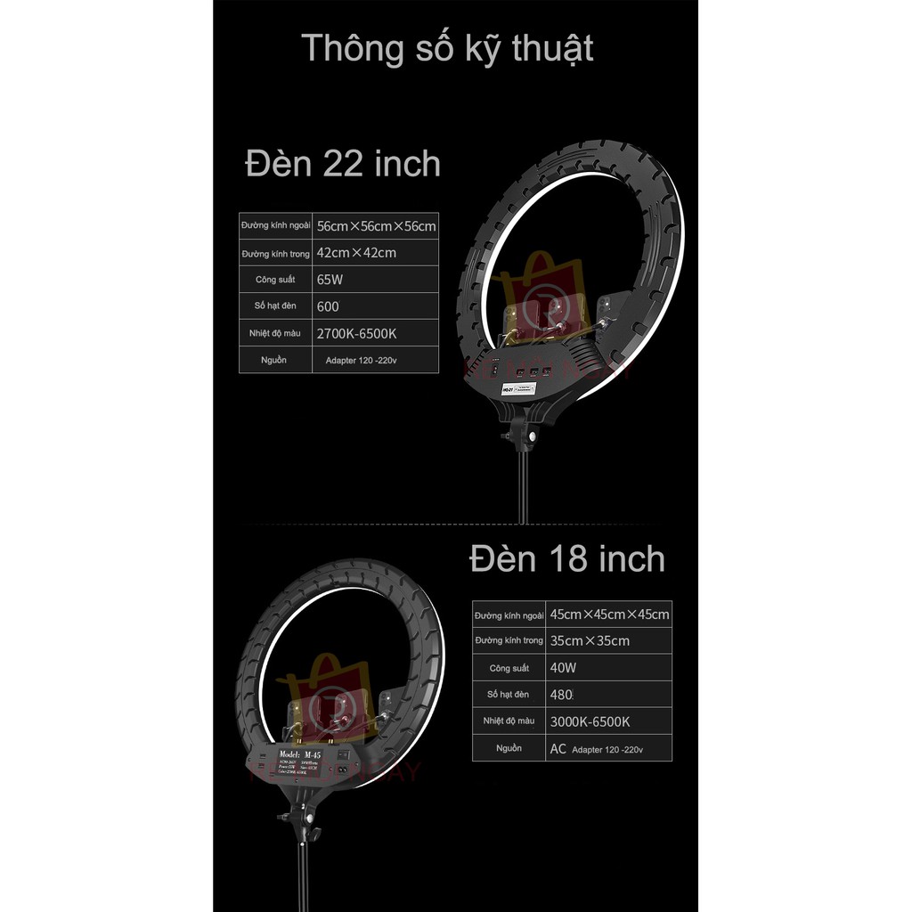 Đèn Livestream Bán Hàng, Phun Xăm, Nối Mi, Spa Size 54cm - Size 56 - Size 45