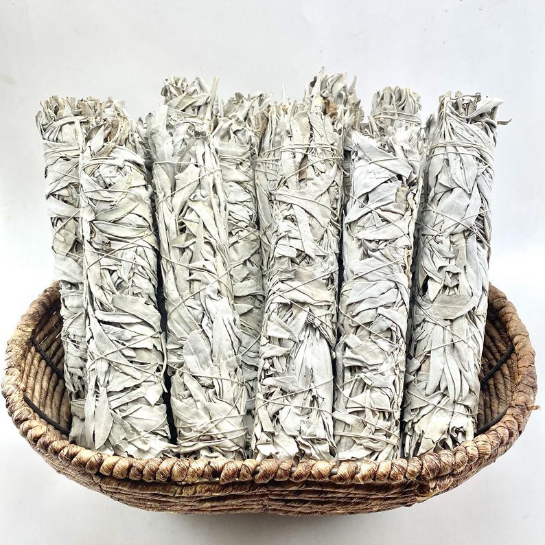 XÔ THƠM TRẮNG - WHITE SAGE Size 23cm- 25cm Thanh tẩy bản thân, nhà cửa cơ bản - THẢO MỘC XÔNG NHÀ