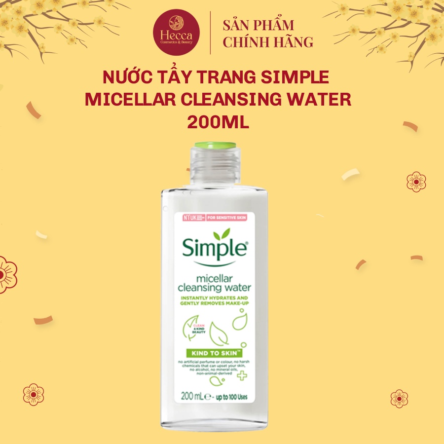 [Mã 44FMCGSALE1 giảm 10% đơn 250K] Nước tẩy trang Simple Kind to Skin Micellar Cleansing Water 200ml