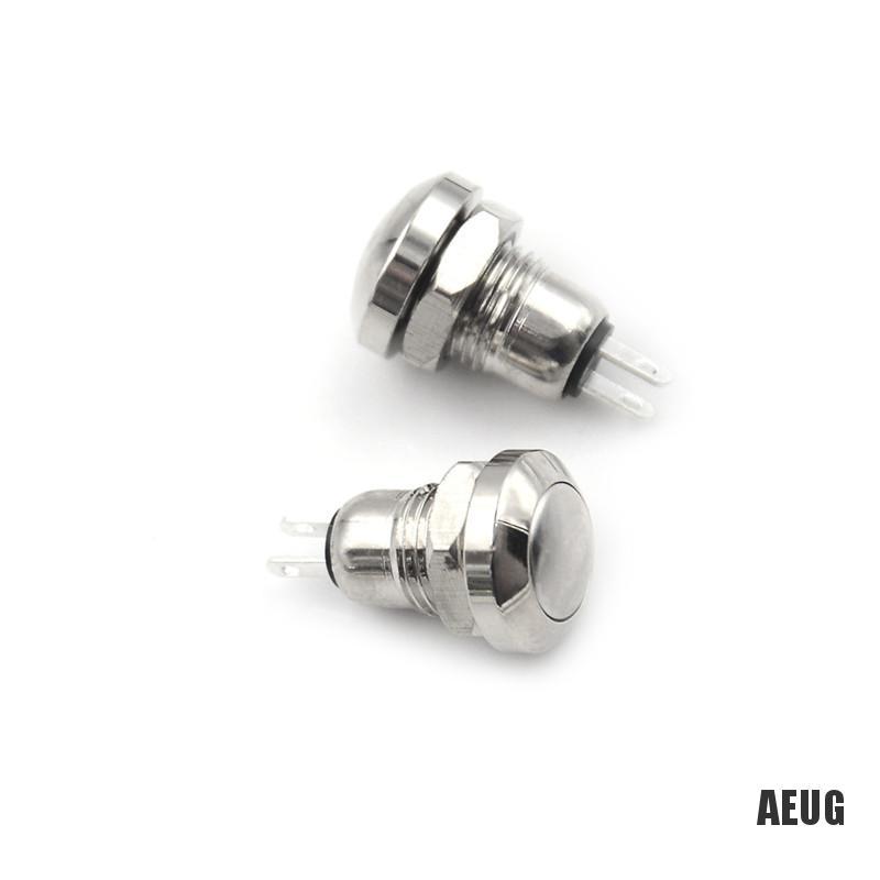 Set 2 Công Tắc Nút Kim Loại Chống Thấm Nước 8mm Mini Micro Với 2 Chấu Cắm