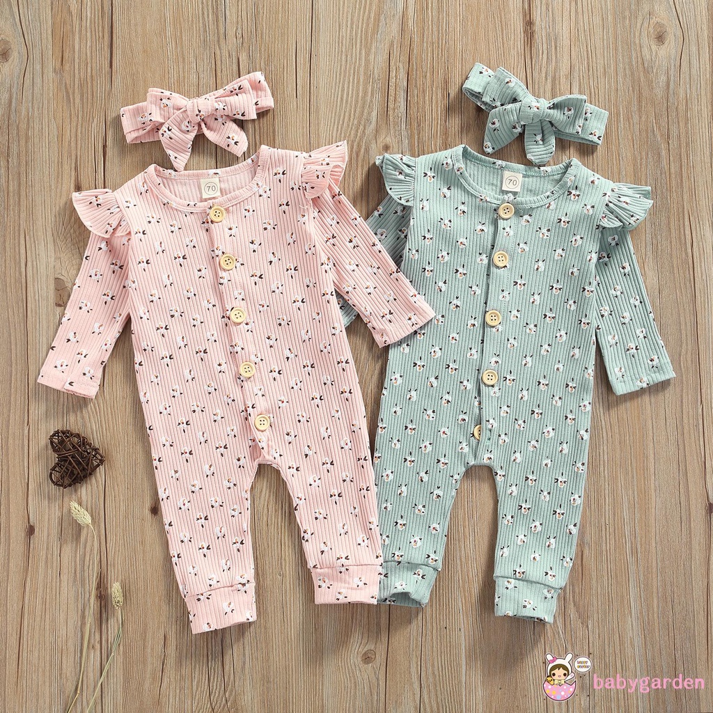 Áo Liền Quần Cổ Tròn Tay Dài Gài Một Hàng Khuy In Họa Tiết Thời Trang Đơn Giản Dành Cho Bé Gái