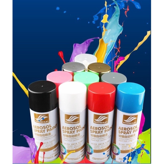 [⚡️FREE SHIP⚡️] Sơn Xịt Cầm Tay, Sơn Xe Ô Tô Haoshun màu đen, chrome bạc, phủ bóng Tiện Lợi