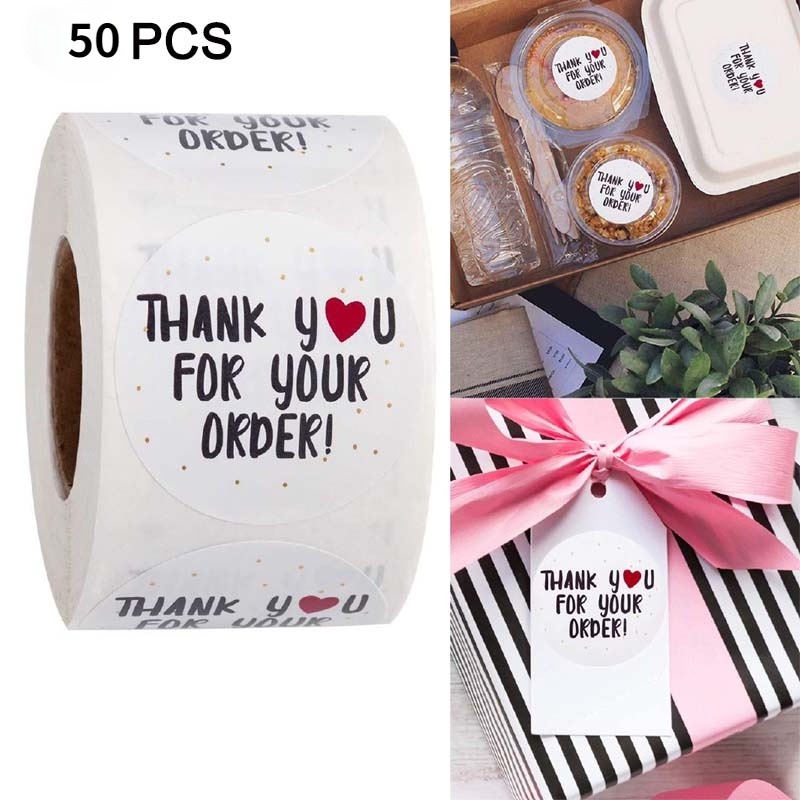 Set 50 Nhãn Dán In Chữ Thank You For Your Order
