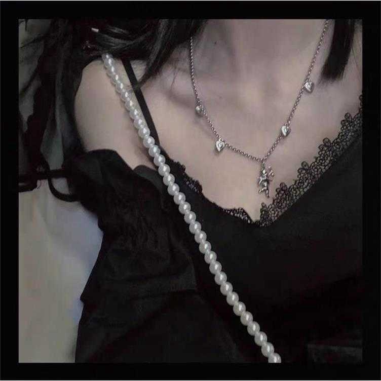 Dây chuyền trang trí hình thần tình yêu và trái tim xinh xắn cho nữ