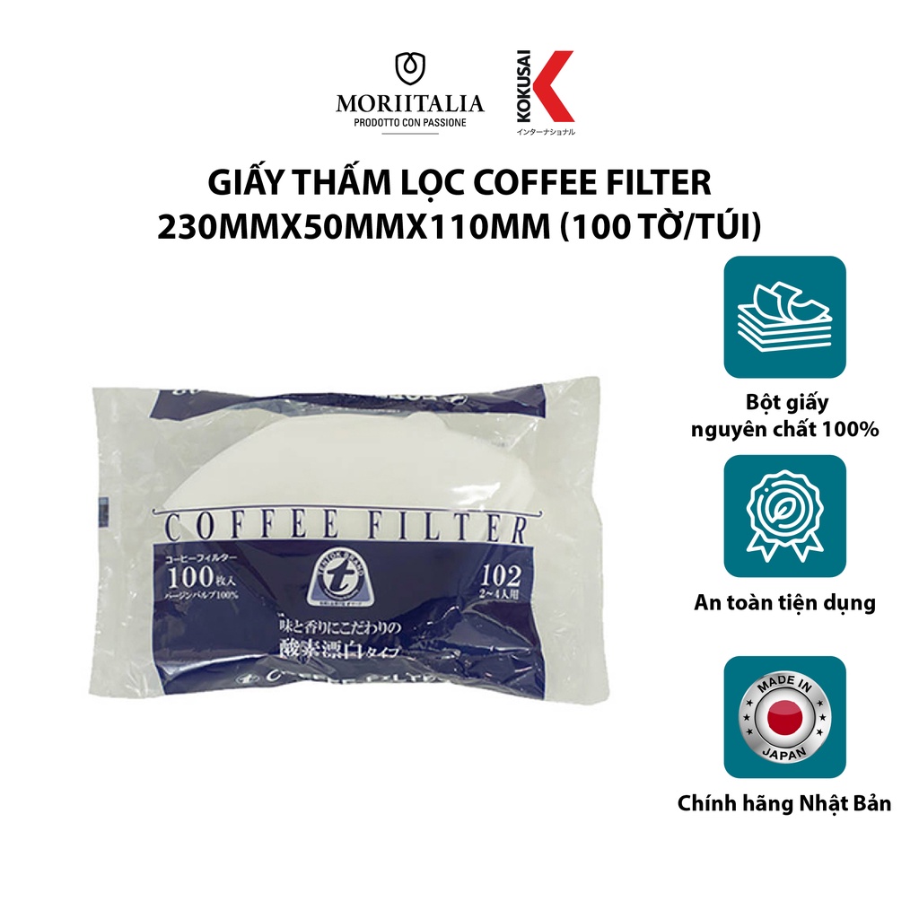 Giấy thấm lọc Kokusai Coffee Filter chính hãng Moriitalia GTL000770011