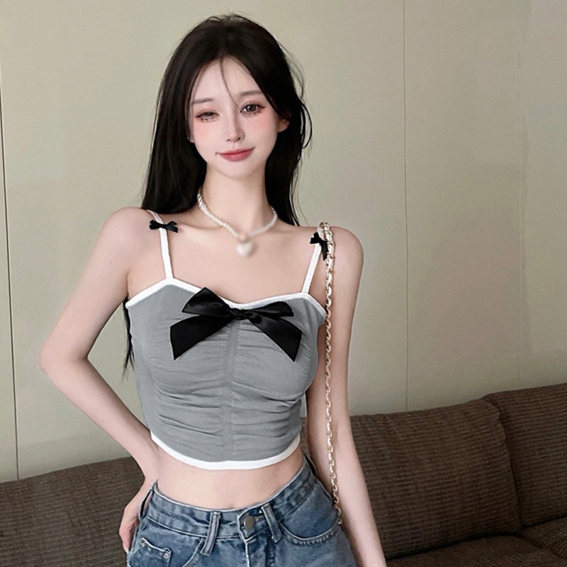Áo Dệt Kim Hai Dây Dáng Ôm Hở Lưng Thắt Nơ Thời Trang