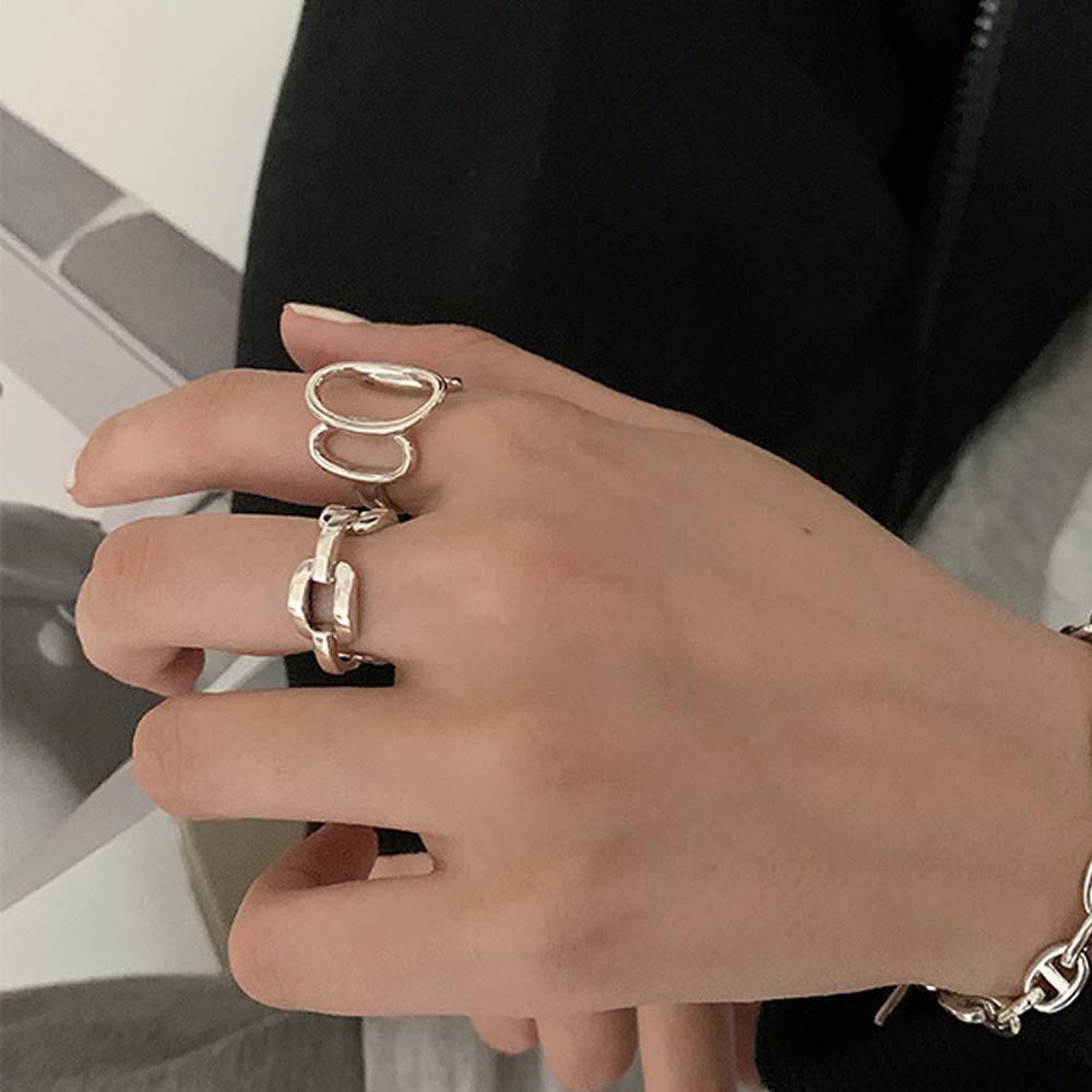 Nhẫn Hở Họa Tiết Hình Học Phong Cách Hiphop Thời Trang Hàn Quốc Cho Nữ