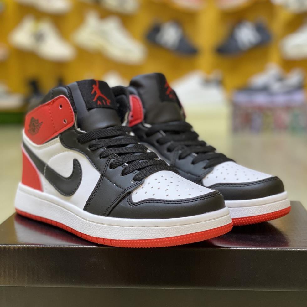 Giày Jordan 1 Retro Hight, Giày thể thao JD1 Đen Đỏ Cao Cổ Nam Nữ Cao Cấp Full Box Bill