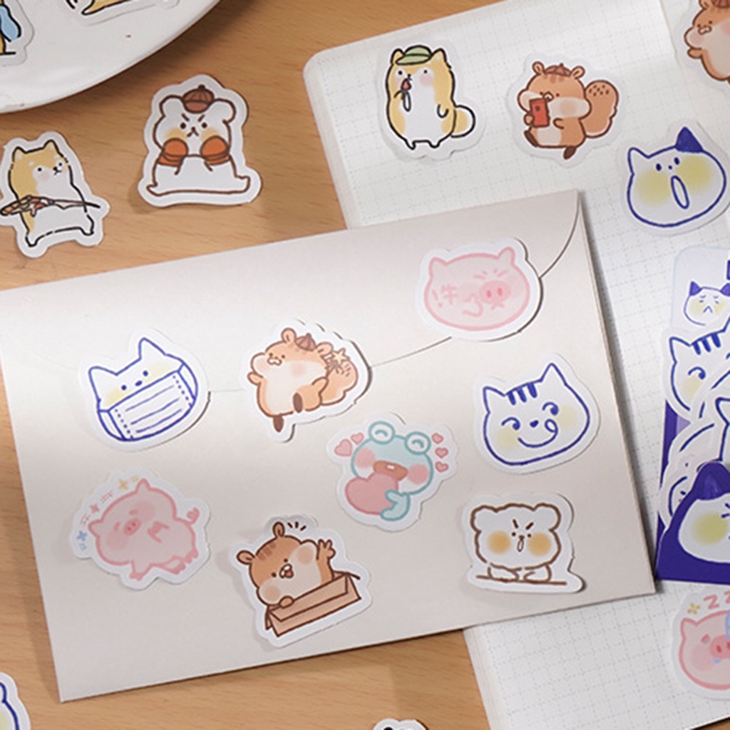 Bộ Sticker Dán Trang Trí Nhật Ký Hình Động Vật Dễ Thương