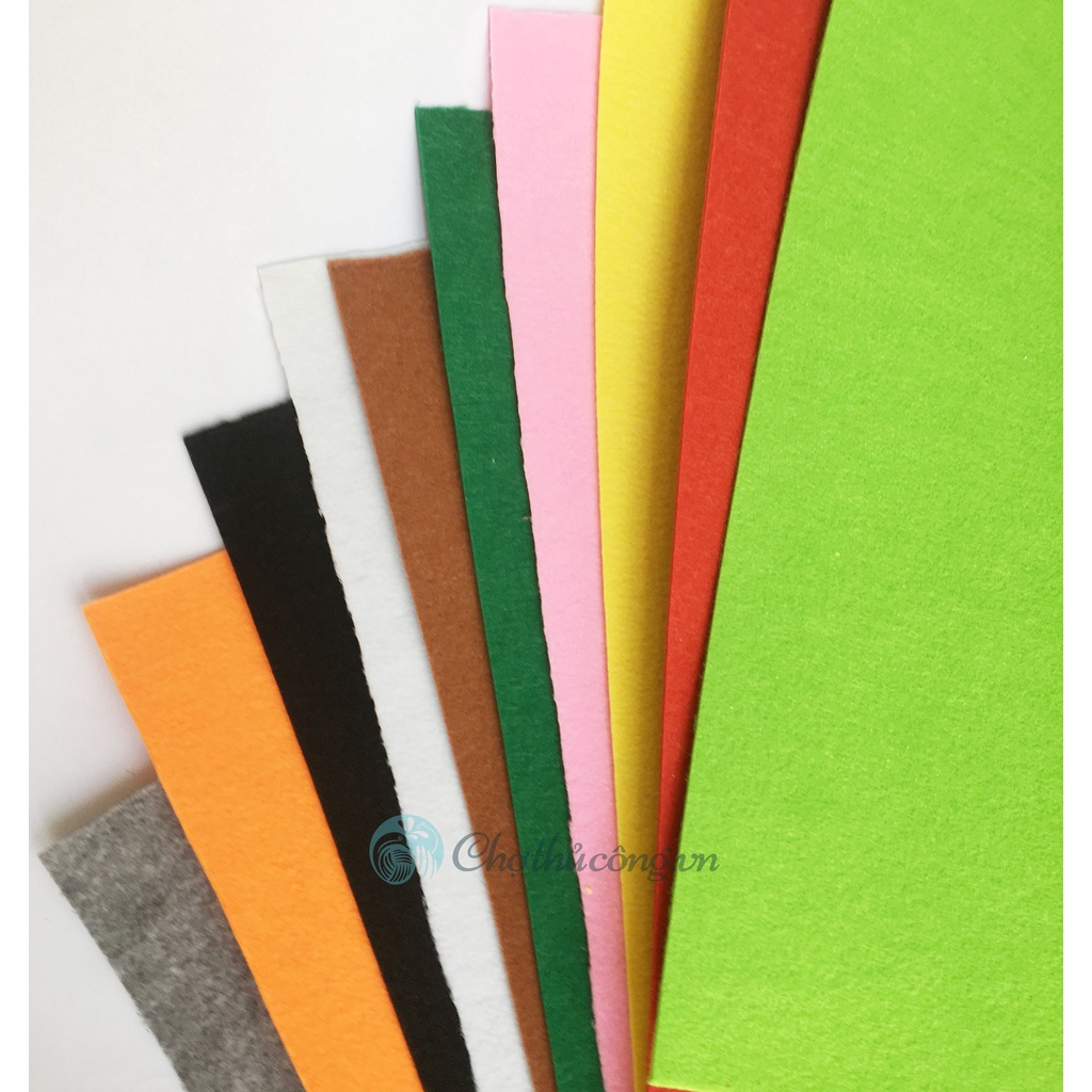 Vải nỉ dạ cứng loại dày 2mm KT 45x45cm đa năng nhiều màu làm túi ví, lót ly, trải sàn, handmade