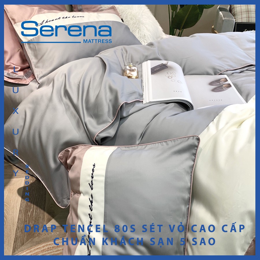 Bộ chăn ga gối Tencel 80s Serena Cao Cấp Phong Cách Hàn Quốc 5 món chăn ga gối chần bông – Hệ Thống Nệm