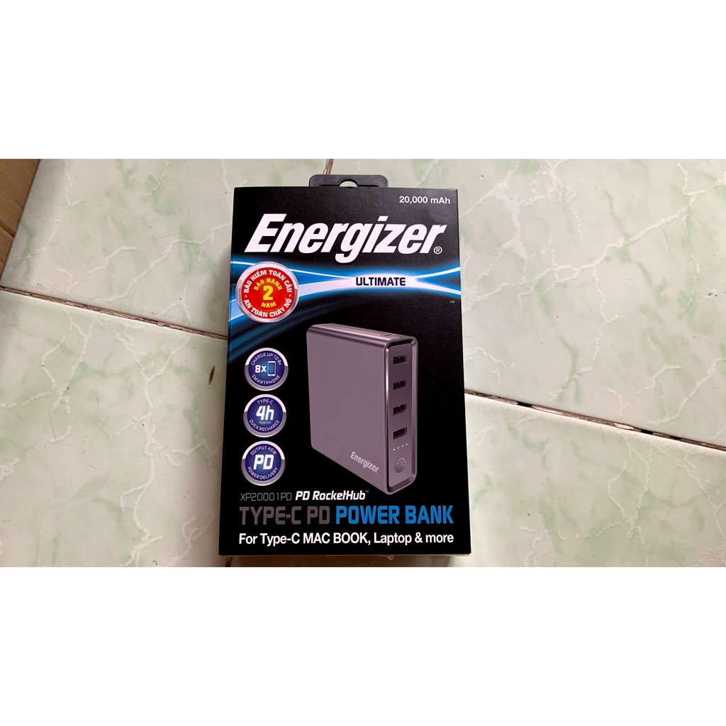 Pin sạc dự phòng Energizer XP20001PD45 sạc nhanh PD 45W, 4 cổng USB