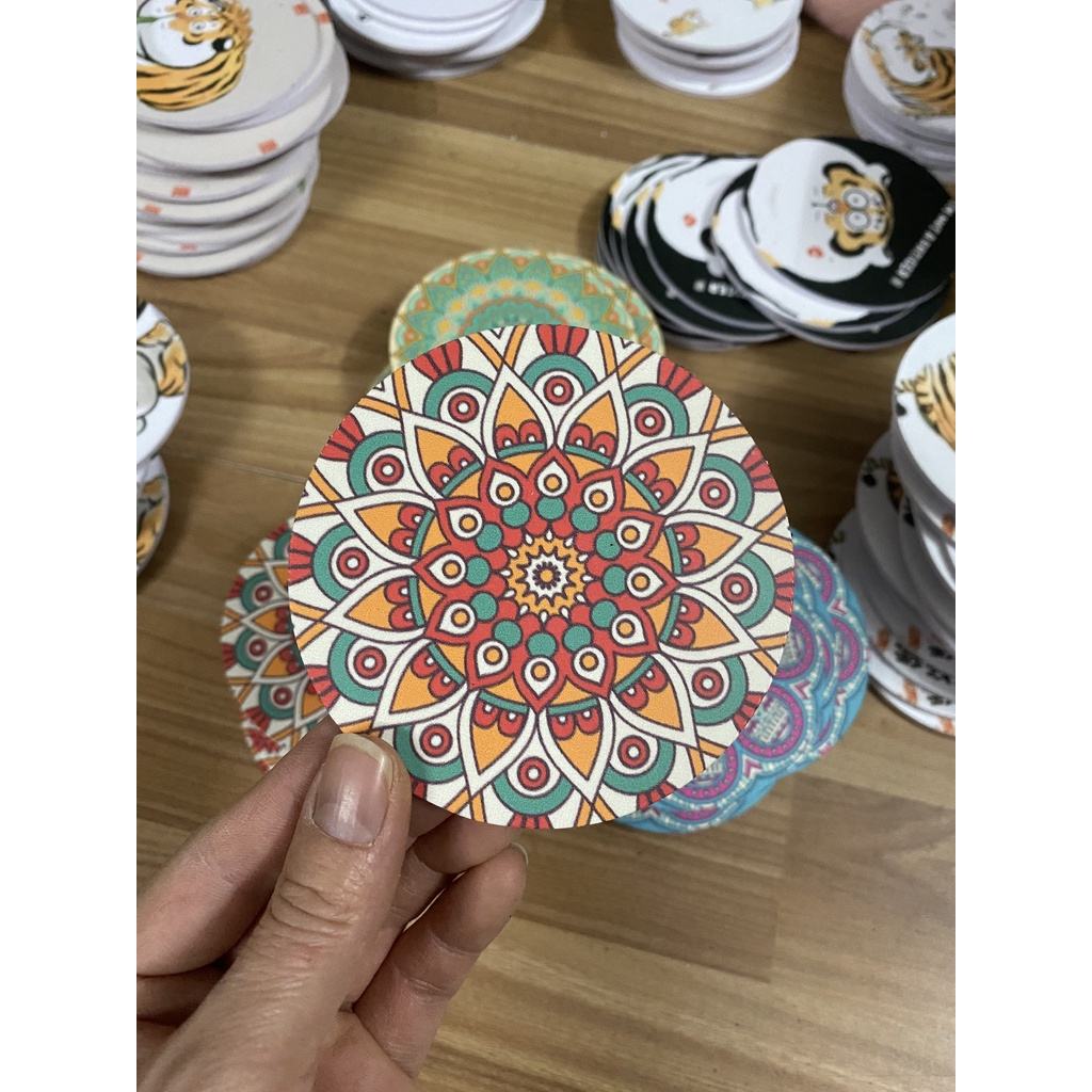 Miếng Lót Cốc - Lót Ly cute Bé hổ ngộ nghĩ 9x9cm 2021