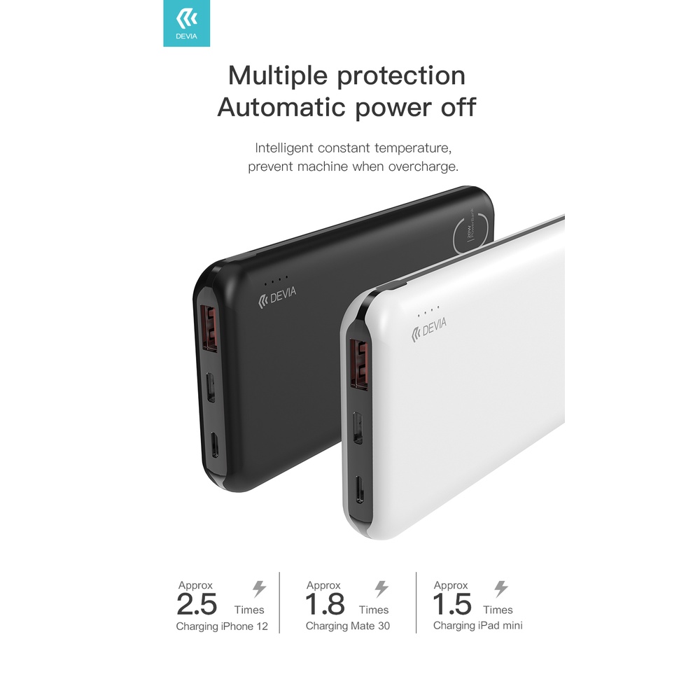 Sạc dự phòng 22.5W Devia EP109 Smart series 10000mAh sạc nhanh cho mọi dòng điện thoại - Hàng chín hãng có BH