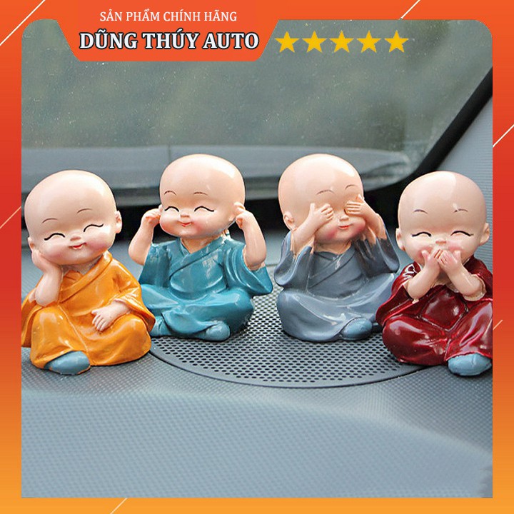 Bộ tượng tứ không 4 chú tiểu - Tượng Phật vui vẻ bình an để ô tô - Tượng Phật phong thủy trang trí ô tô