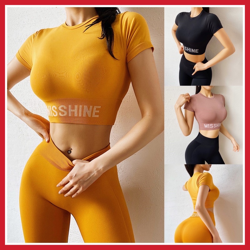 Bộ tập gym nữ , đồ tập thể thao chun dệt quần ngố Misshine