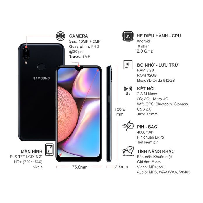 Điện thoại Samsung Galaxy A10s - Hàng Chính Hãng Mới 100%