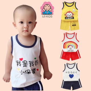 Set quần áo thun ba lỗ sát nách cotton cho bé từ 5-13kg