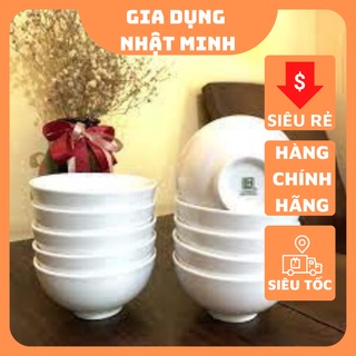 Bát ăn cơm sứ trắng lohaco, bộ 10 bát cơm sứ trắng