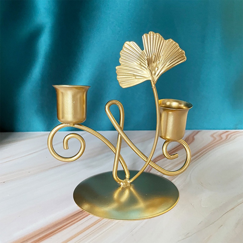 Giá Đỡ Đèn Cầy Bằng Kim Loại Hình Chiếc Lá Ginkgo Biloba