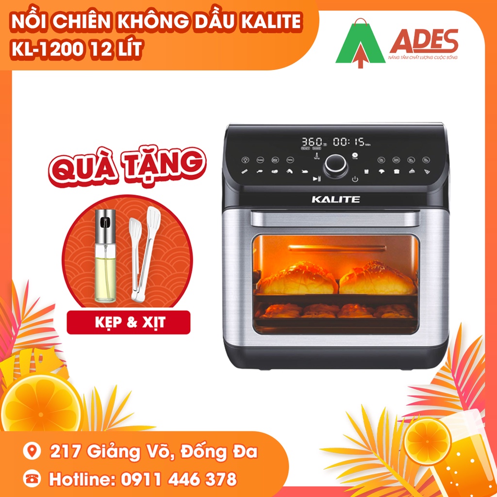 Nồi Chiên Không Dầu Kalite KL-1200 12 Lít | 10 chế độ nướng tiện lợi | Hàng chính hãng | Bảo hành 12 tháng