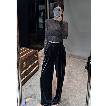 Áo Kiểu Tay Dài Phối Ren Hoa Thiết Kế Quyến Rũ Hợp Thời Trang