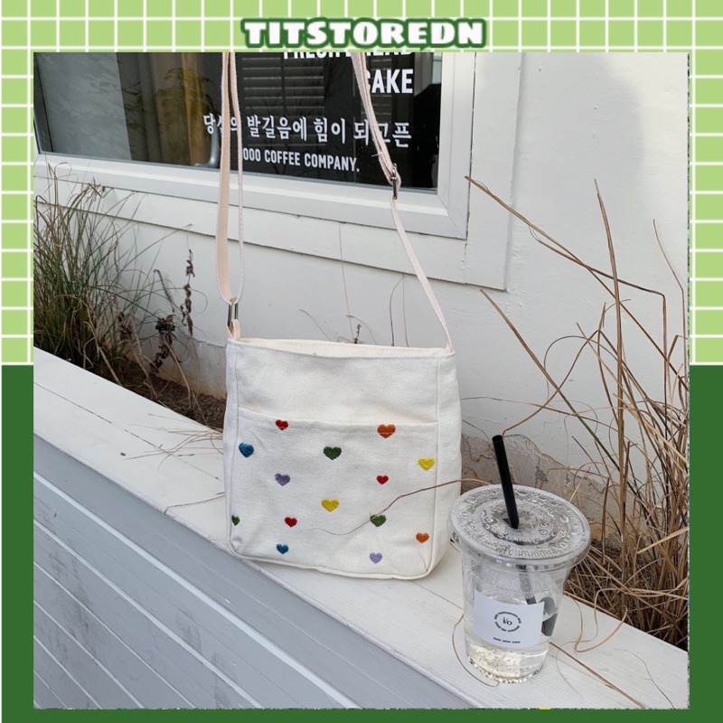 Túi đeo chéo size nhỏ thêu (hình thật, có sẵn)