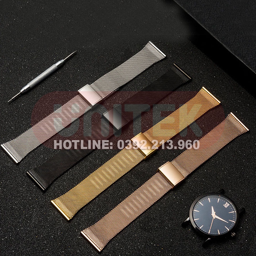 Dây Đồng Hồ Thép Lưới Mesh Dòng Cao Cấp bền, Chống Gỉ, Chống Oxy Hóa, Chống Phai Màu (size 18mm 20mm 22mm)