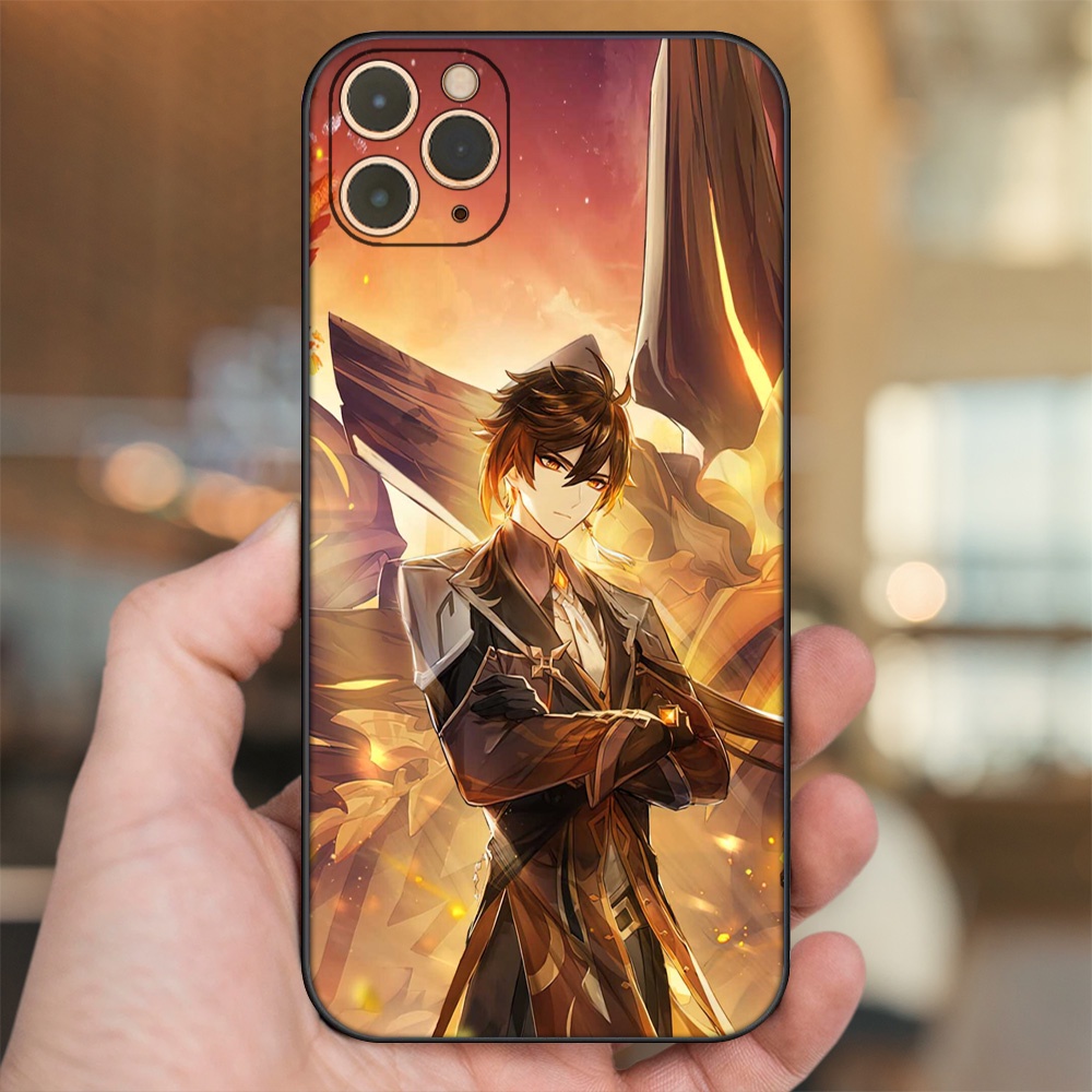 Ốp lưng iPhone 11 Pro Max dẻo đen cạnh vuông in hình Zhongli Genshin Impact