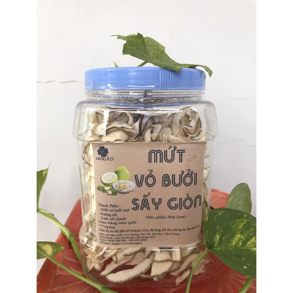 Mứt vỏ bưởi giòn sấy tự nhiên nhà làm 250gr