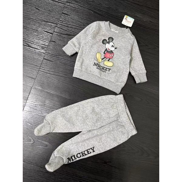 Bộ quần áo bé trai và gái DN 0-24m  Sét nỉ thun bé trai cotton xuất dư 0822