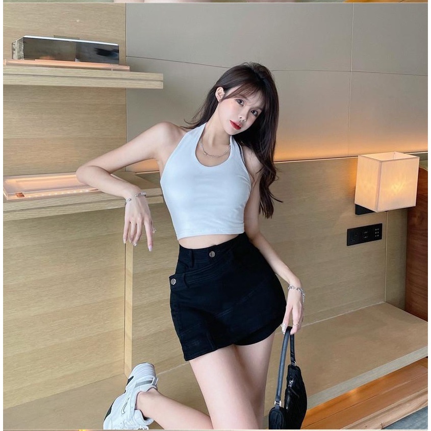 Quần nữ ngắn, quần nữ giả váy chất kaki co dãn màu trắng đen size S M L SKUCV-07B  1990clother