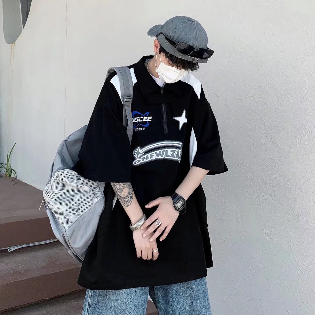 áo polo nam thời trang bông áo thun nam có cổ from rộng phong cách Hàn Quốc áo thun thể thao áo polo unisex áo phông nam