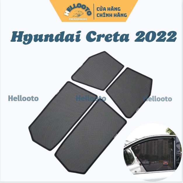 Rèm che nắng nam châm xe Creta 2022 2023- Bộ 4 tấm chắn nắng chuẩn form xe, nam châm hút mạnh