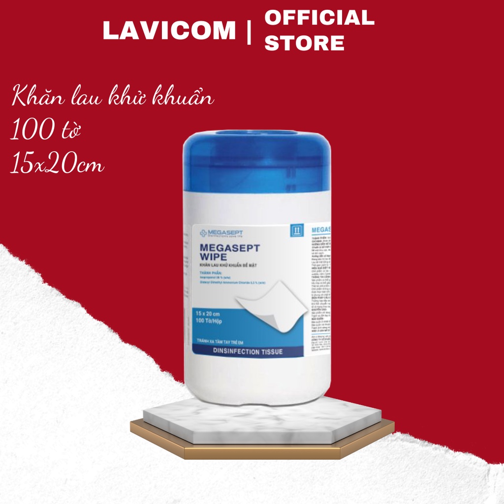 Khăn lau khử khuẩn bề mặt MEGASEPT Wipe hộp 100 tờ 15x20cm