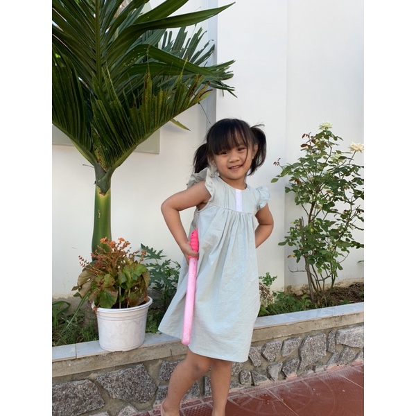 Đầm Bé Gái/ Váy Bé Gái Chất Cotton Xịn Xếp Ly Phối Ren - ANNIE DRESS - DRC013 - SAOLA KIDS CLOTHING - Xanh Mint